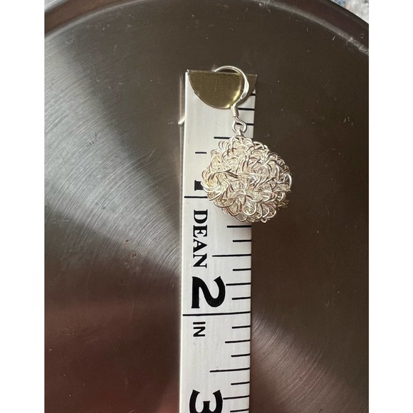 925 Sterling Silver Festive Wire Ball hooked earwire Earrings, Short Dangle, - Picture 7 of 10